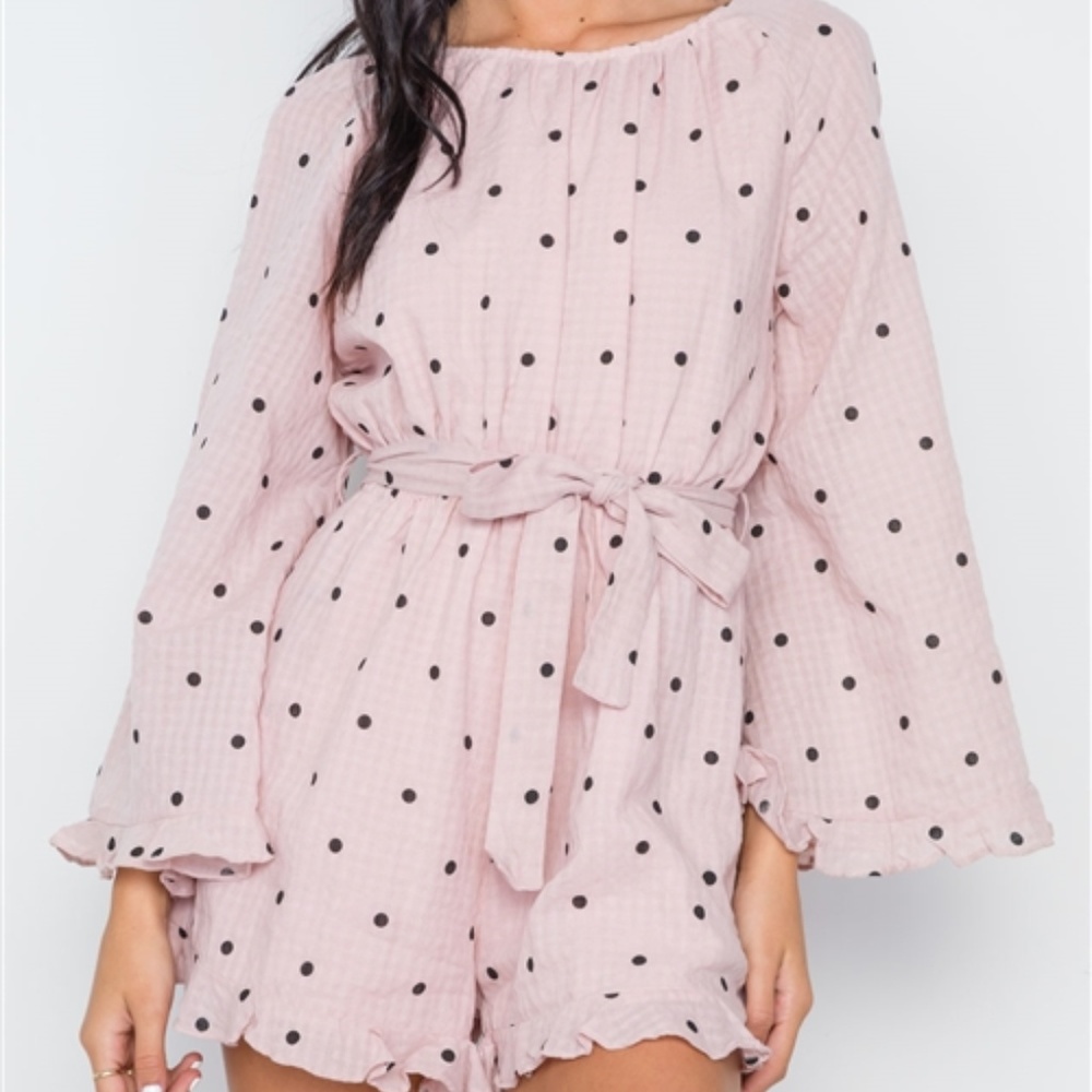 Pretty in Pink Polka Dot Mini Romper - Picture 4 of 5